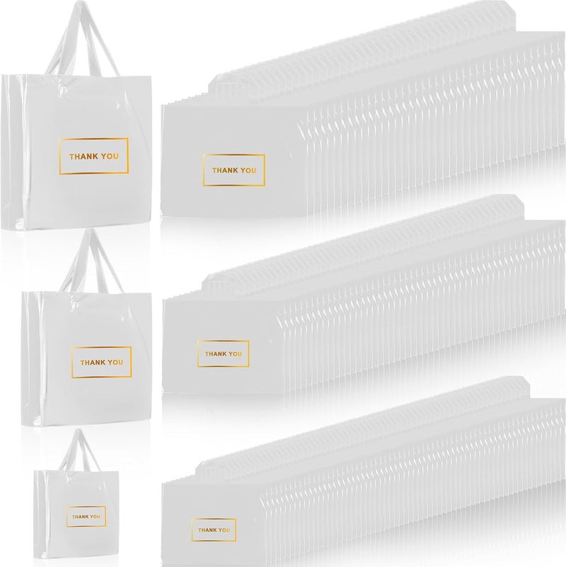 Teling 200 Pcs Thank You Plastic Bags Bulk Thank You Merchandise Bags for Wedding Business, 9 x 12'', 12 x 15'', 15 x 18''(White) - Image 1